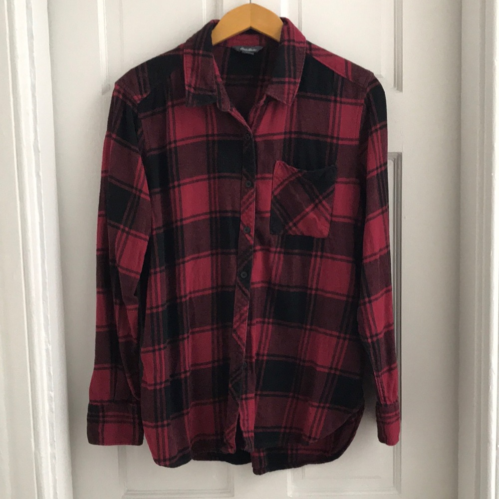 Eddie Bauer Plaid Long Sleeve Button Up Flannel, L